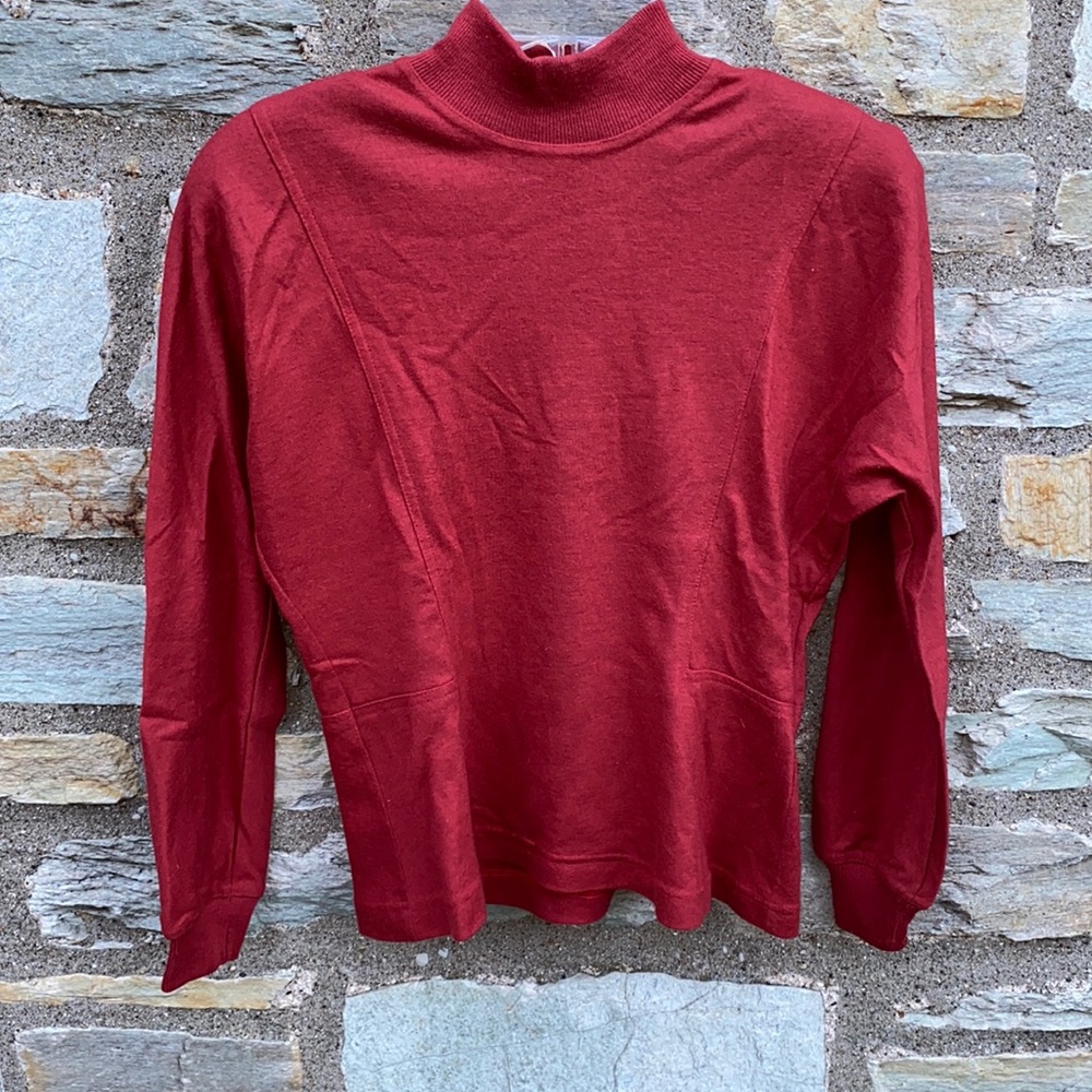 Canvasbacks Red Structured Mock Neck Wool Sweater